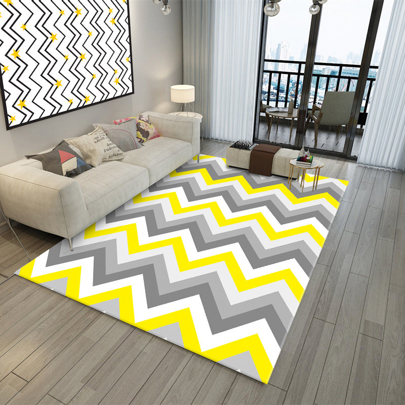 Modern Indoor Rug Geometric Patchwork Area Rug Polyester Non-Slip Carpet for Living Room