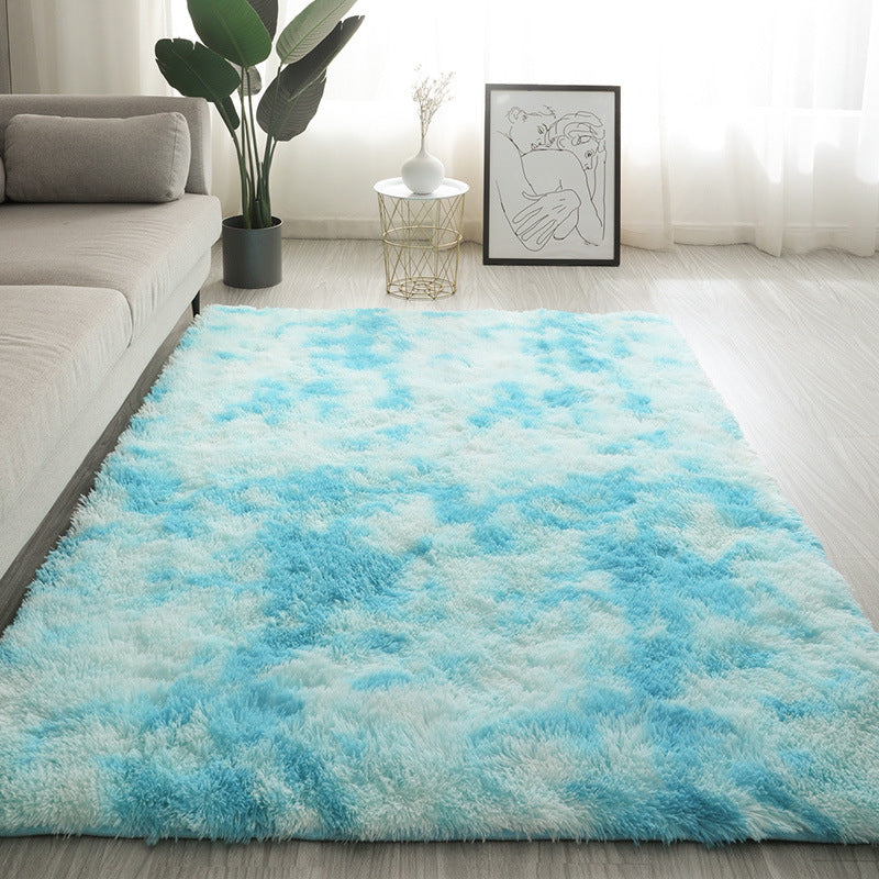 Grey Living Room Area Carpet Solid Color Polyester Area Rug Stain Resistant Rug