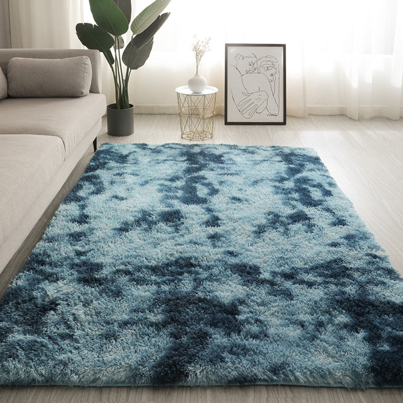 Grey Living Room Area Carpet Solid Color Polyester Area Rug Stain Resistant Rug