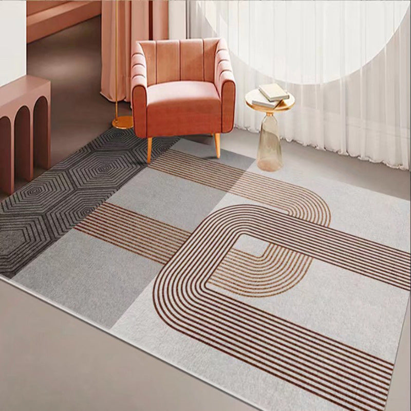 Beige Modern Carpet Polyester Color Lump Carpet Non-Slip Backing Carpet for Home Decor