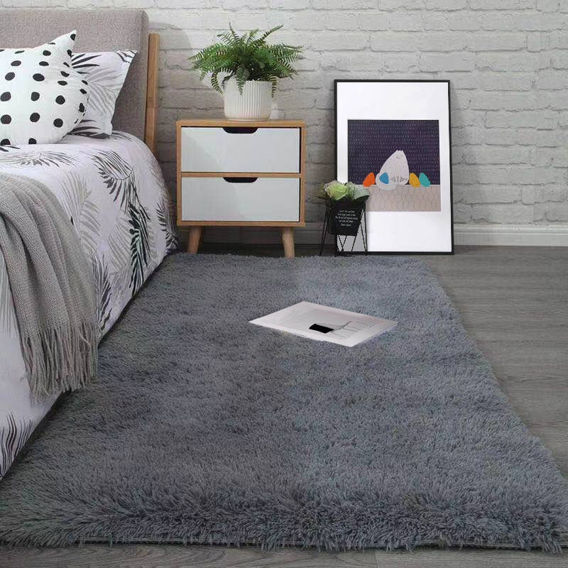 Fancy Grau Area Teppich Feste Farbe Polyester Fläche Rug Plüsch Easy Care Teppich für Wohnkultur