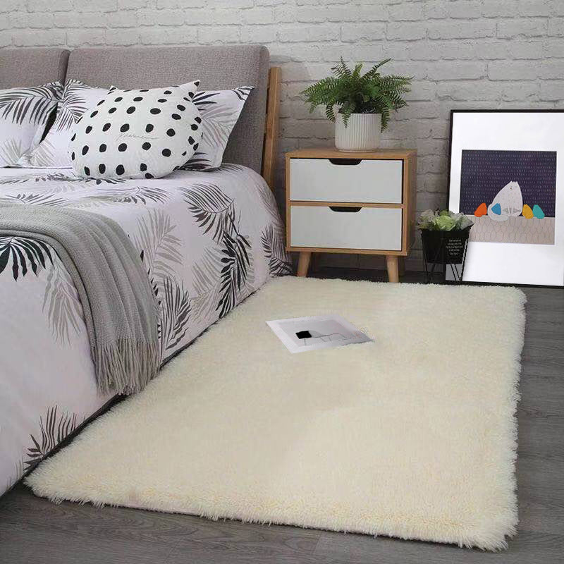 Fancy Grau Area Teppich Feste Farbe Polyester Fläche Rug Plüsch Easy Care Teppich für Wohnkultur