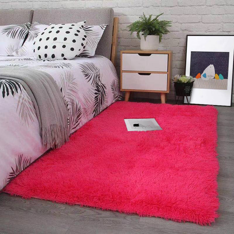 Fancy Grau Area Teppich Feste Farbe Polyester Fläche Rug Plüsch Easy Care Teppich für Wohnkultur