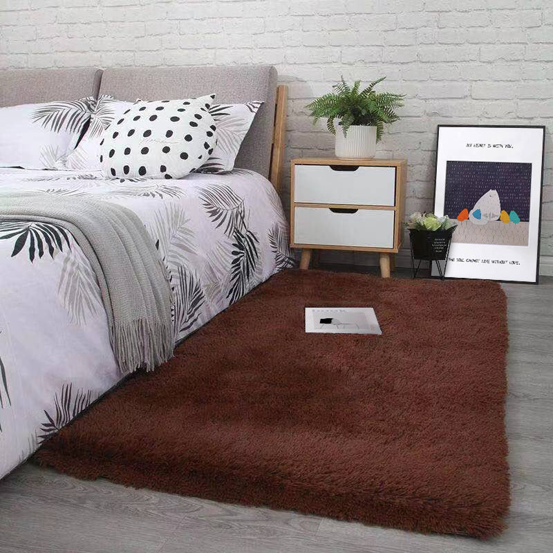 Fancy Grau Area Teppich Feste Farbe Polyester Fläche Rug Plüsch Easy Care Teppich für Wohnkultur