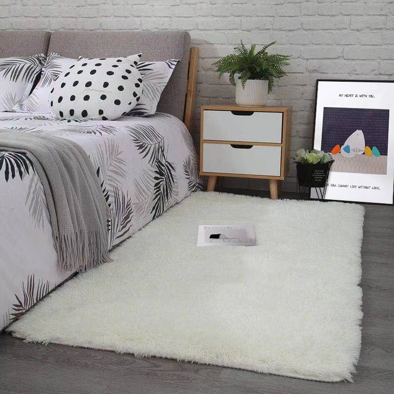 Fancy Grau Area Teppich Feste Farbe Polyester Fläche Rug Plüsch Easy Care Teppich für Wohnkultur