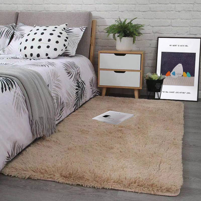 Fancy Grau Area Teppich Feste Farbe Polyester Fläche Rug Plüsch Easy Care Teppich für Wohnkultur