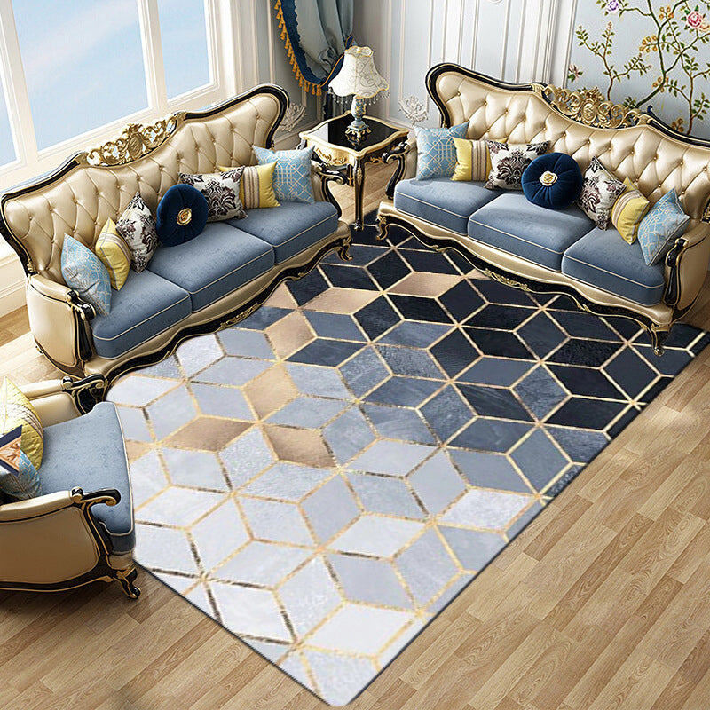 Modern Matrix Pattern Rug Polyester Area Carpet Stain Resistant Indoor Rug for Home Decoration