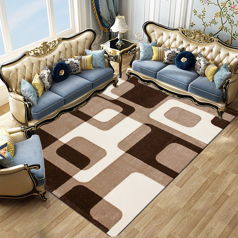 Modern Matrix Pattern Rug Polyester Area Carpet Stain Resistant Indoor Rug for Home Decoration