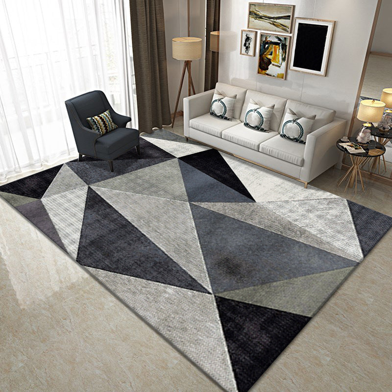 Geometric Carpet Trendy Polyester Indoor Rug Non-Slip Backing Area Rug for Living Room