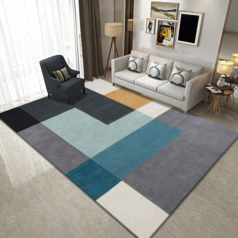 Geometric Carpet Trendy Polyester Indoor Rug Non-Slip Backing Area Rug for Living Room