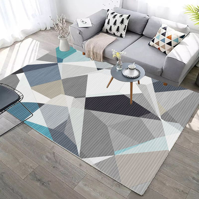 Pink Contemporary Rug Polyester Geometric Rug Washable Rug for Living Room