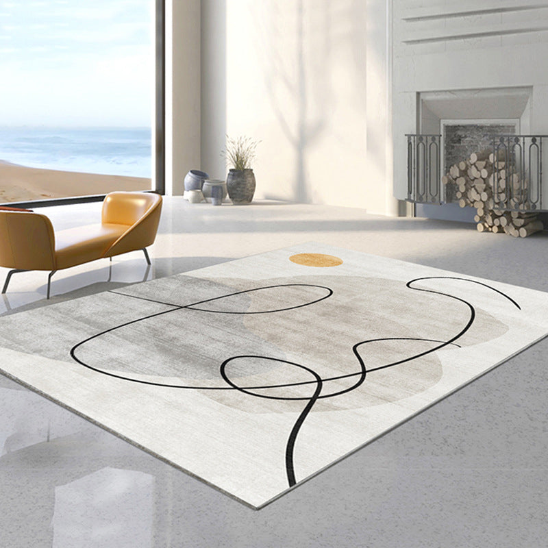 White Modern Carpet Polyester Color Block Carpet Stain Resistant Carpet for Drawing Room