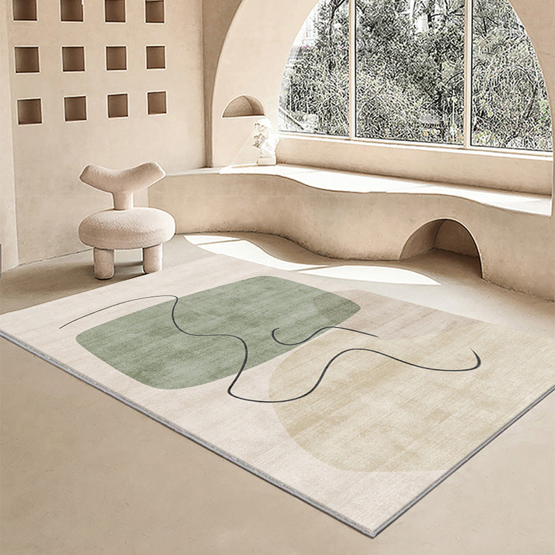White Modern Carpet Polyester Color Block Carpet Stain Resistant Carpet for Drawing Room