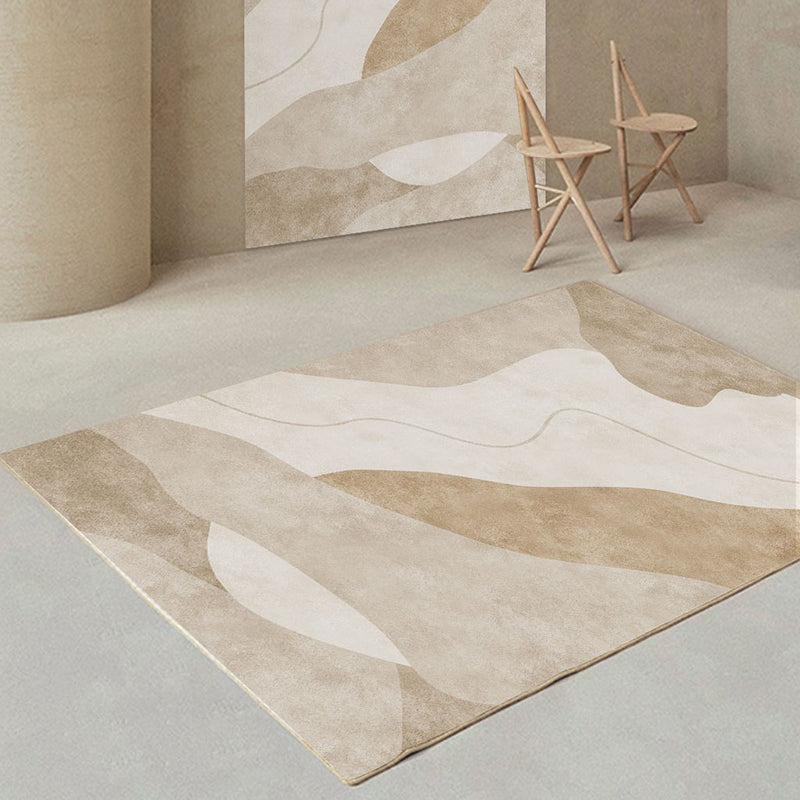 Light Brown Modern Carpet Polyester Color Lump Carpet Washable Caret for Living Room
