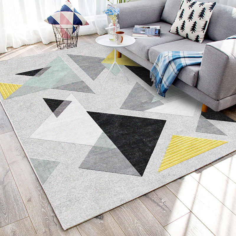 Simplicity Geometric Pattern Rug Leisure Area Rug Polyester Stain Resistant Carpet for Home Decor