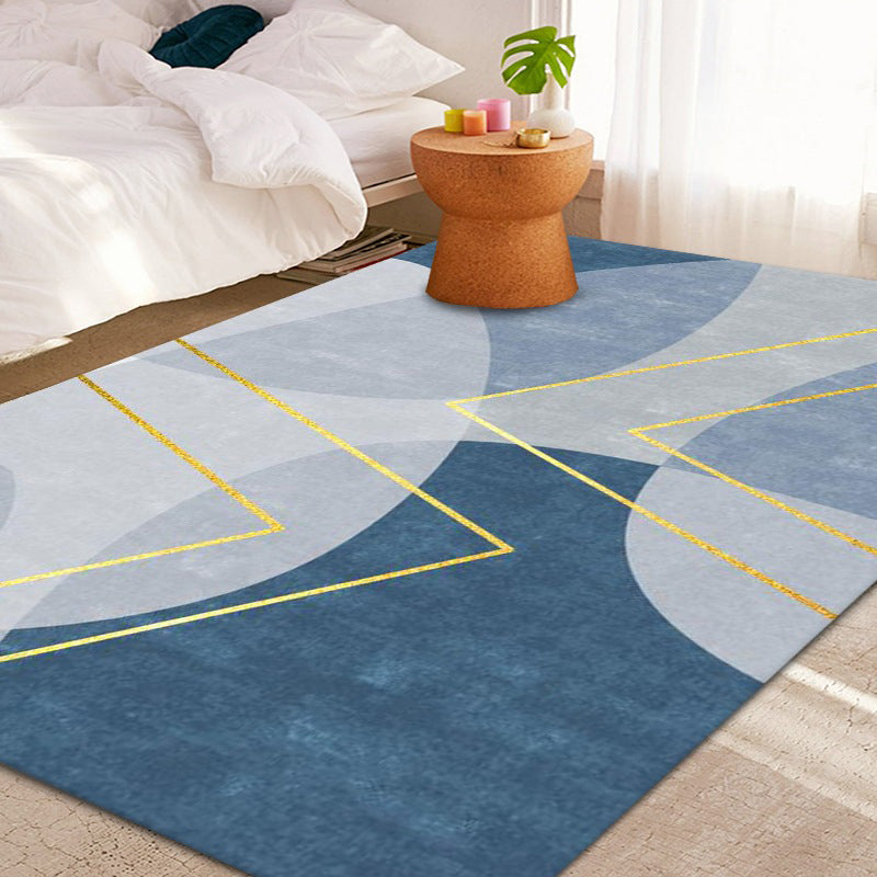 Gold Modern Rug Polyester Graphic Area Rug Non-Slip Backing Rug for Living Room