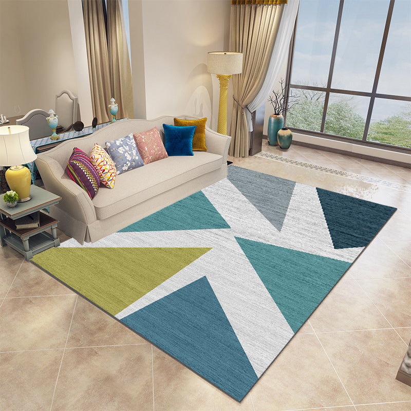 Funky Geometric Indoor Rug Modern Patchwork Area Rug Polyester Non-Slip Carpet for Living Room