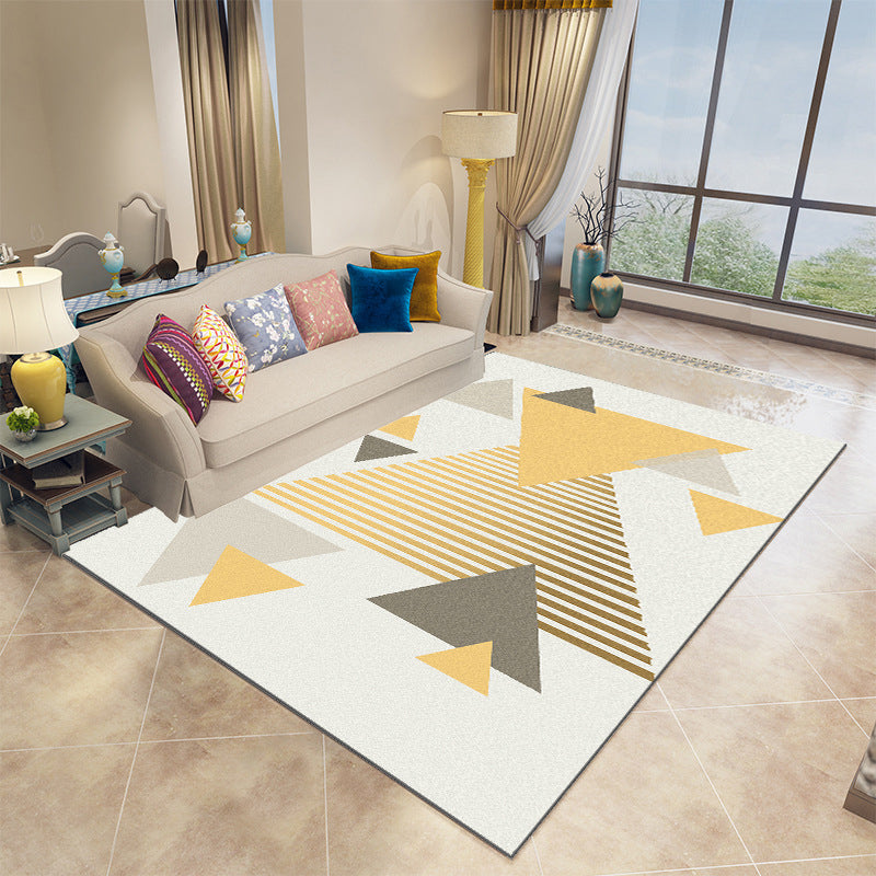 Funky Geometric Indoor Rug Modern Patchwork Area Rug Polyester Non-Slip Carpet for Living Room