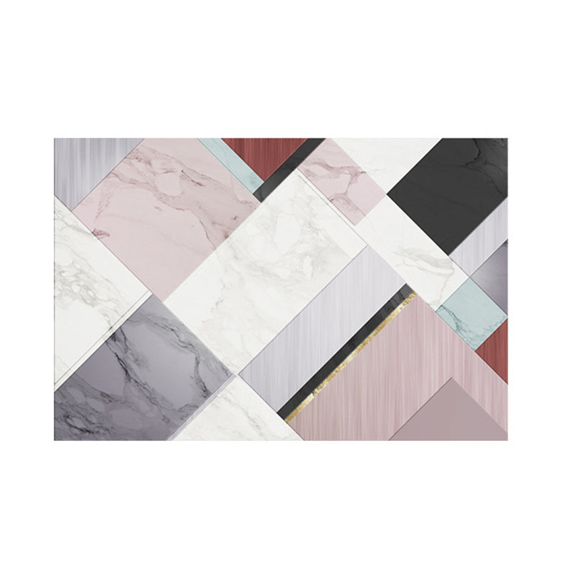Funky Geometric Indoor Rug Modern Patchwork Area Rug Polyester Non-Slip Carpet for Living Room