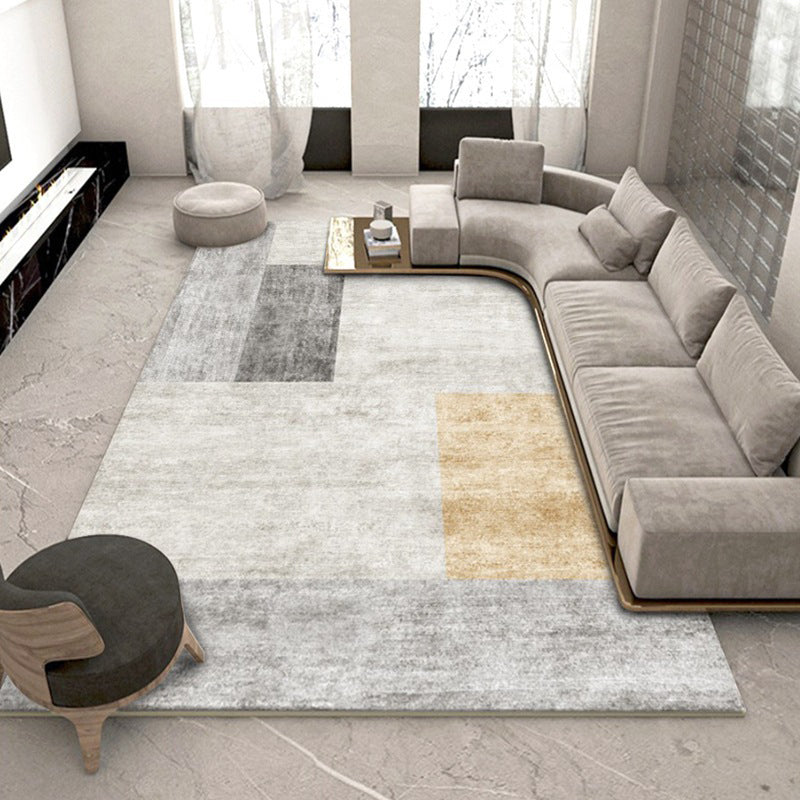 Light Grey Modern Rug Polyester Graphic Rug Non-Slip Backing Rug for Living Room