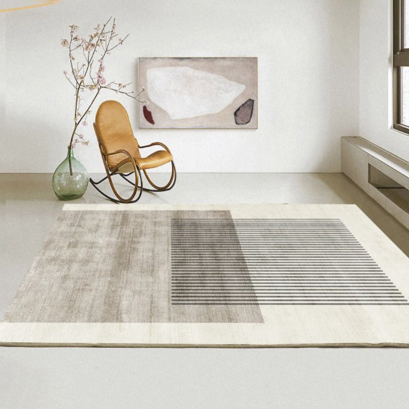 Light Grey Modern Rug Polyester Graphic Rug Non-Slip Backing Rug for Living Room