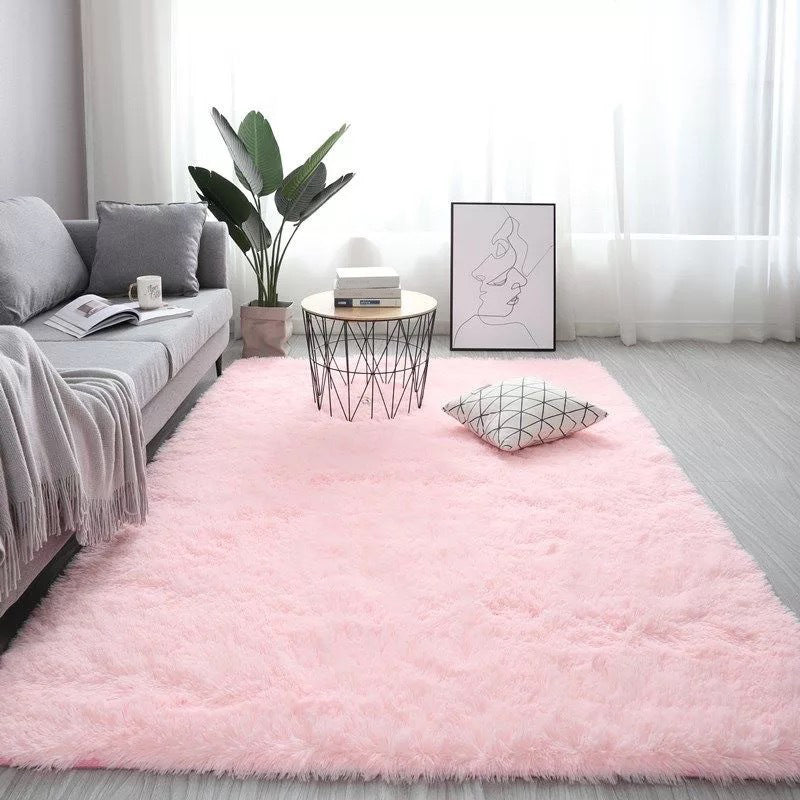 Novelty Plain Shag Carpet Polyester Indoor Rug Non-Slip Backing Area Carpet for Living Room