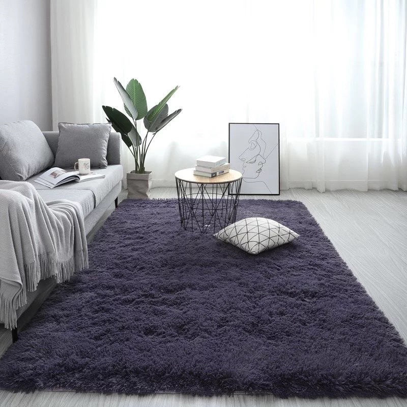Novelty Plain Shag Carpet Polyester Indoor Rug Non-Slip Backing Area Carpet for Living Room