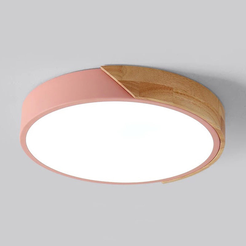 Round Shape LED Ceiling Lamp Modern Macaroon Iron 1 Light Flush Mount for Aisle Balcony
