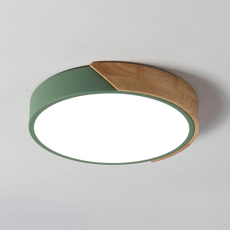Round Shape LED Ceiling Lamp Modern Macaroon Iron 1 Light Flush Mount for Aisle Balcony