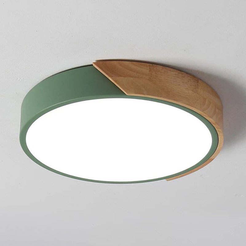 Round Shape LED Ceiling Lamp Modern Macaroon Iron 1 Light Flush Mount for Aisle Balcony