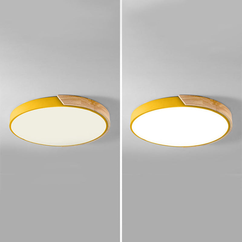 Round Shape LED Ceiling Lamp Modern Macaroon Iron 1 Light Flush Mount for Aisle Balcony