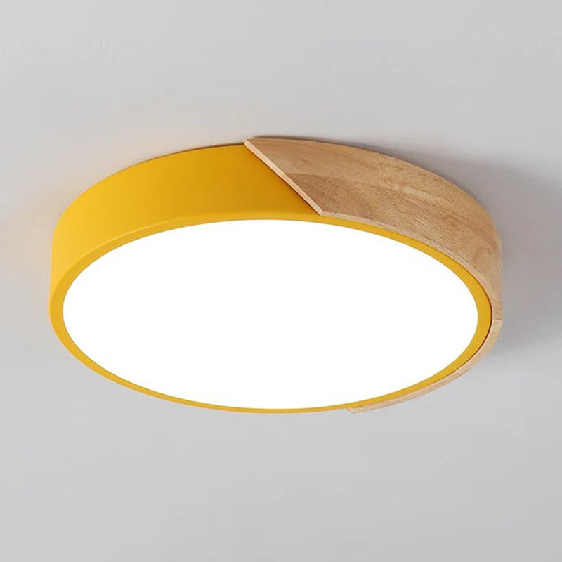 Round Shape LED Ceiling Lamp Modern Macaroon Iron 1 Light Flush Mount for Aisle Balcony
