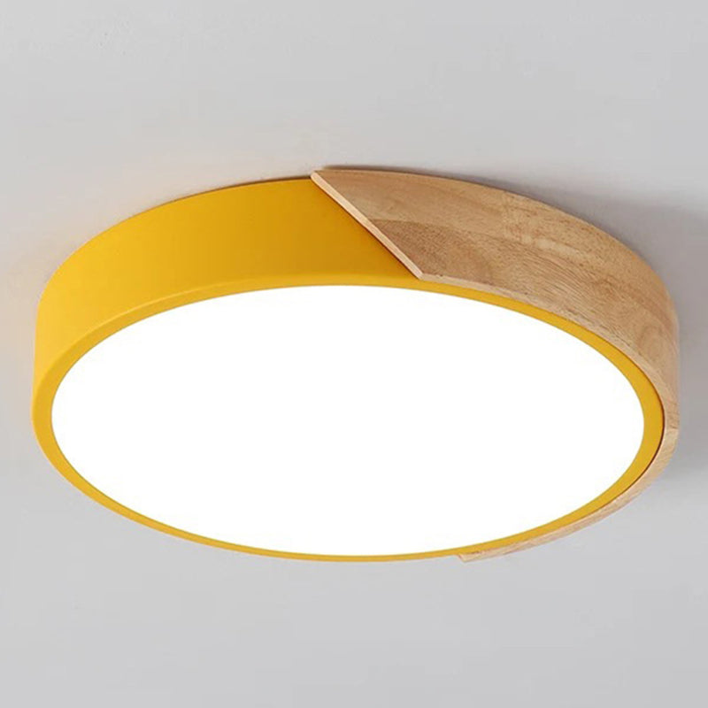 Round Shape LED Ceiling Lamp Modern Macaroon Iron 1 Light Flush Mount for Aisle Balcony