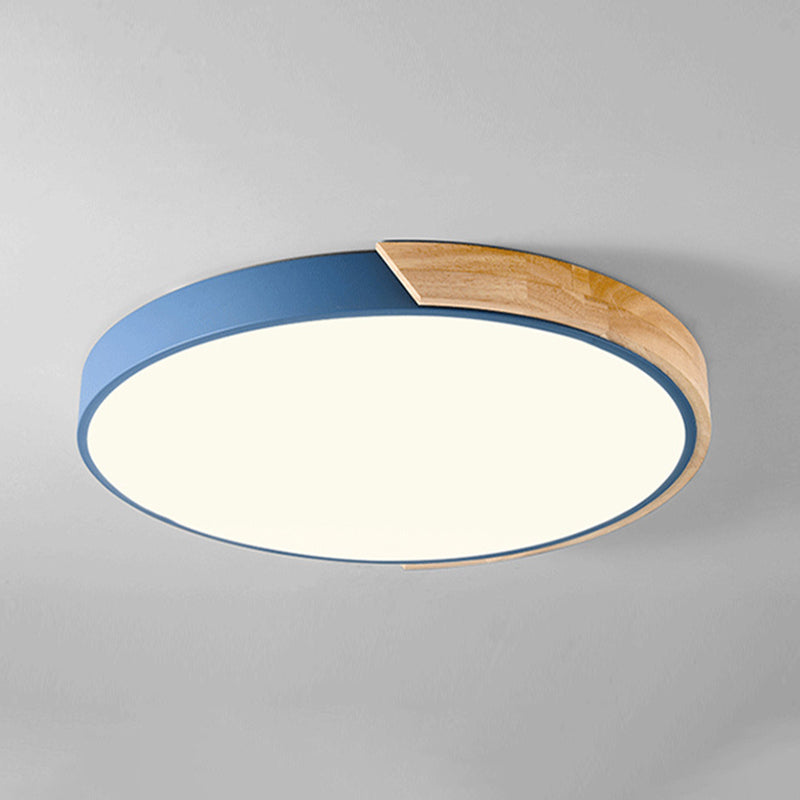 Round Shape LED Ceiling Lamp Modern Macaroon Iron 1 Light Flush Mount for Aisle Balcony