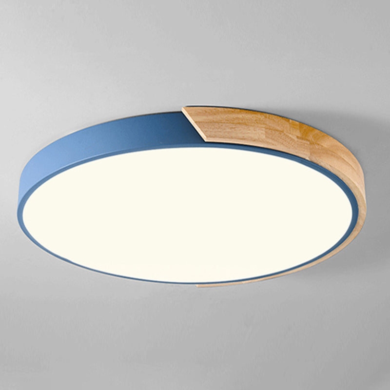 Round Shape LED Ceiling Lamp Modern Macaroon Iron 1 Light Flush Mount for Aisle Balcony