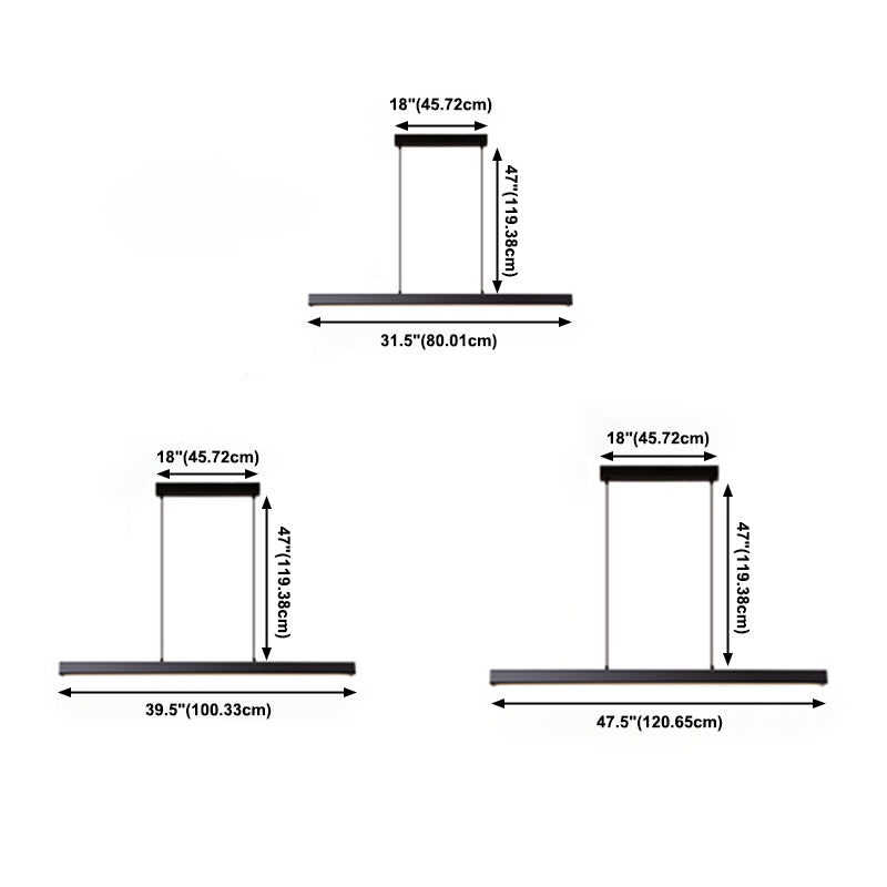Modern Linear Island Chandelier Lights Metal 1 Light Flush Mount Chandelier