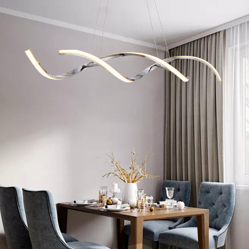 Moderne lineare Inselbeleuchtung Metalle 2 helle Insellichter in Silber