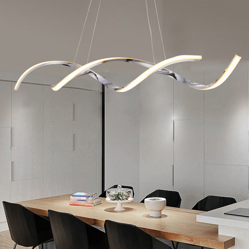 Moderne lineare Inselbeleuchtung Metalle 2 helle Insellichter in Silber