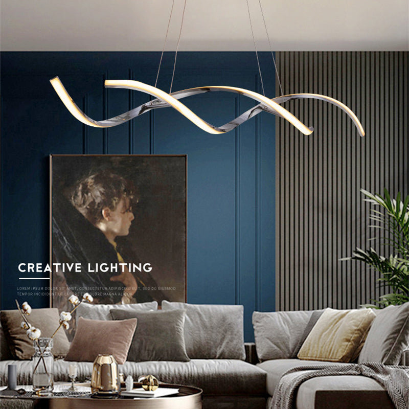 Moderne lineare Inselbeleuchtung Metalle 2 helle Insellichter in Silber