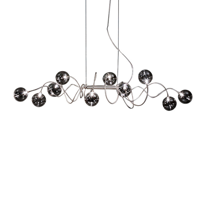 Globe Island Lights in Modern Style Glass 10-Light Island Pendant Lights en gris