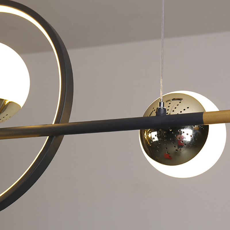 Globe Island Lighting in Modern Style Glass 7-Light Island Lights in Black