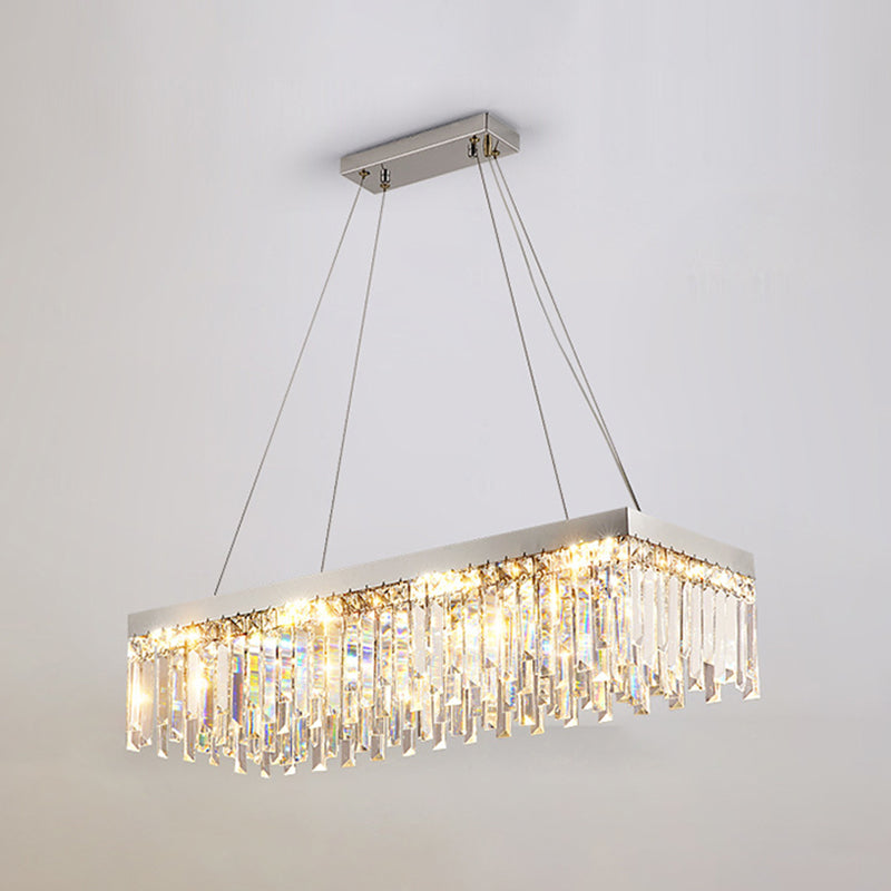 Rechteckinselbeleuchtung im modernen Luxusstil Crystal 1 Light Island Lights in Silber