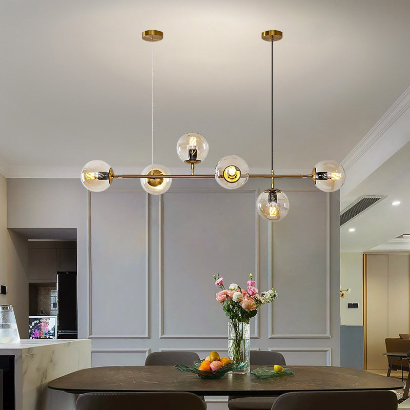 Globe Island Lighting in Modern Luxury Style Glass 6-Light Island Light