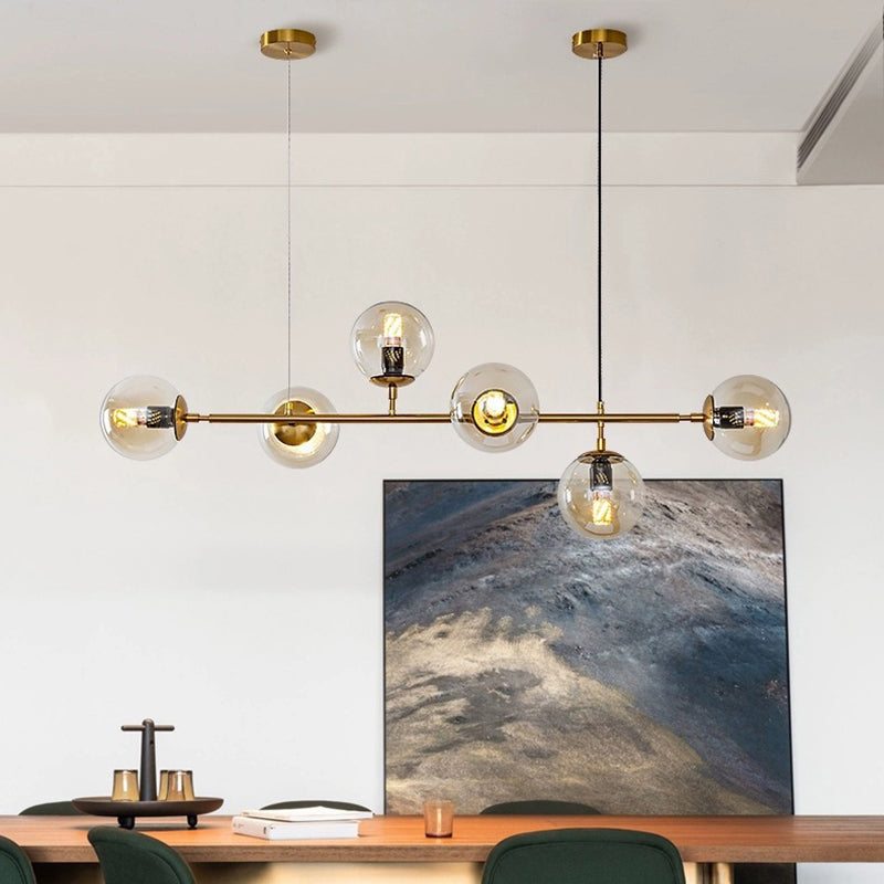 Globe Island Lighting in Modern Luxury Style Glass 6-Light Island Light