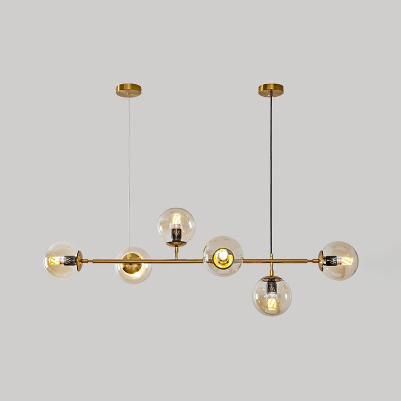 Globe Island Lighting in Modern Luxury Style Glass 6-Light Island Light