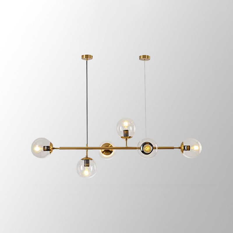 Globe Island Lighting in Modern Luxury Style Glass 6-Light Island Light