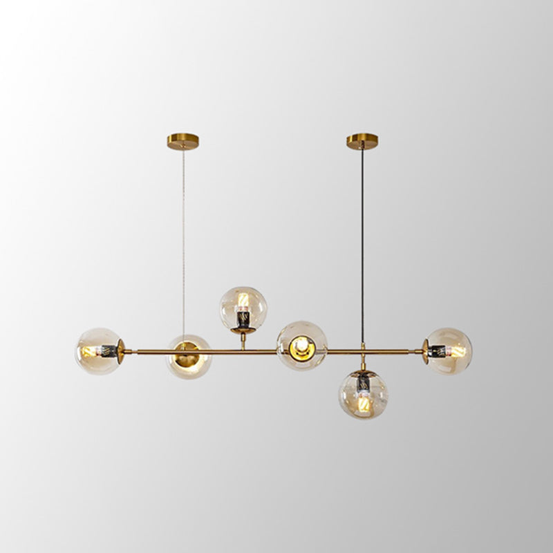 Globe Island Lighting in Modern Luxury Style Glass 6-Light Island Light