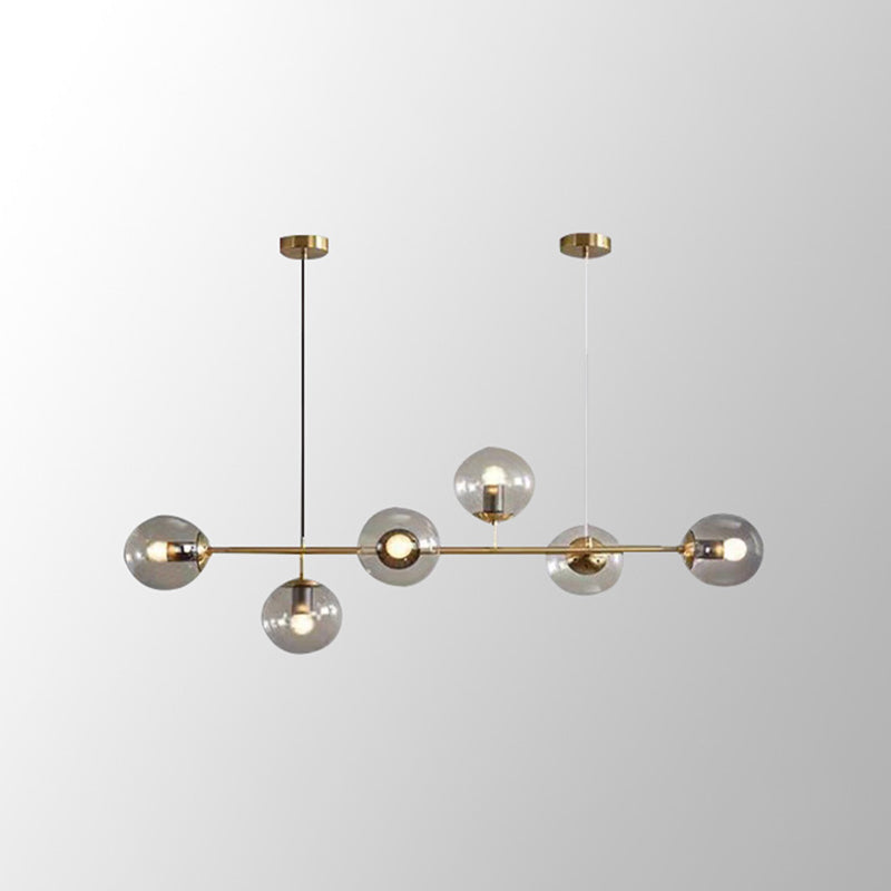 Globe Island Lighting in Modern Luxury Style Glass 6-Light Island Light