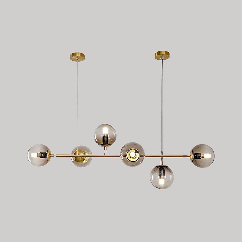 Globe Island Lighting in Modern Luxury Style Glass 6-Light Island Light