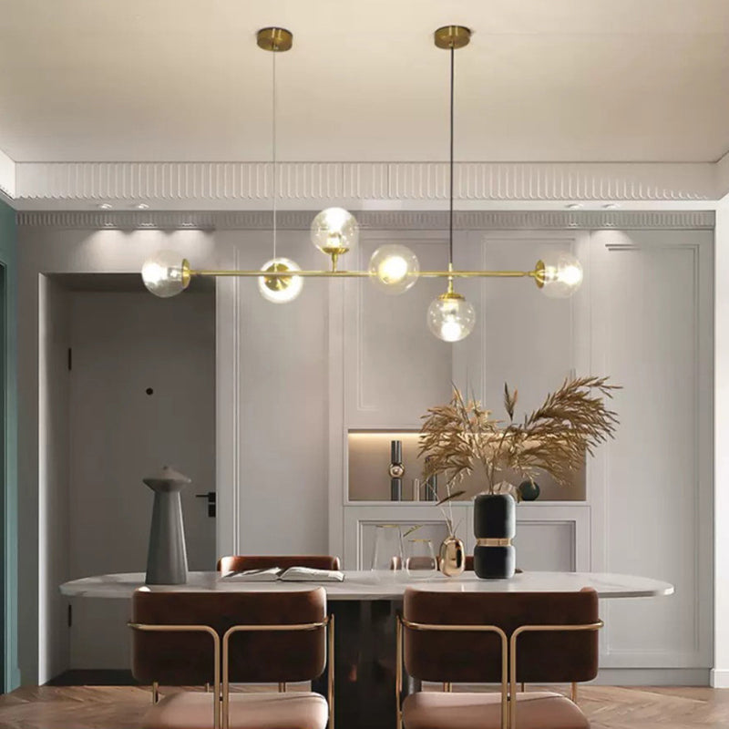 Globe Island Lighting in Modern Luxury Style Glass 6-Light Island Light